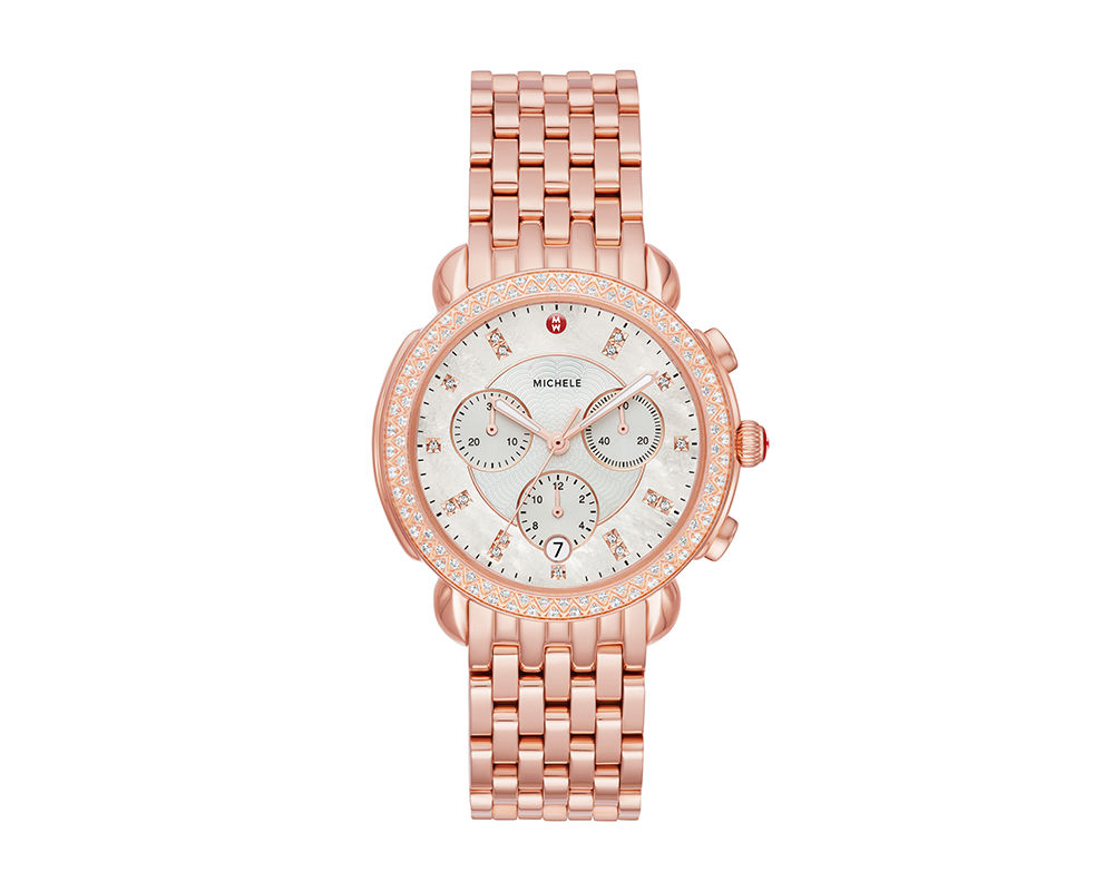 Michele’s Sydney pink gold diamond watch
