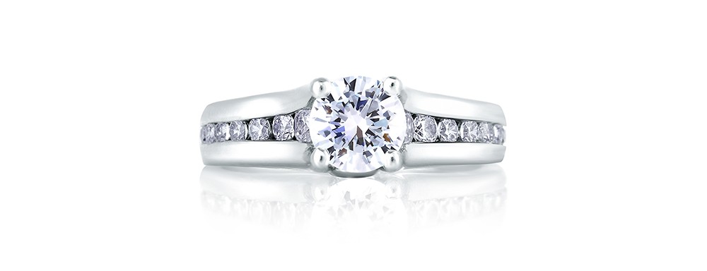 Side stone engagement rings at Rogers Jewelry Co.