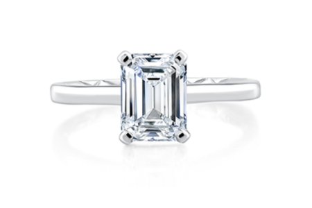 An elegant emerald cut engagement ring band from A.JAFFE, available at Rogers Jewelry Co.