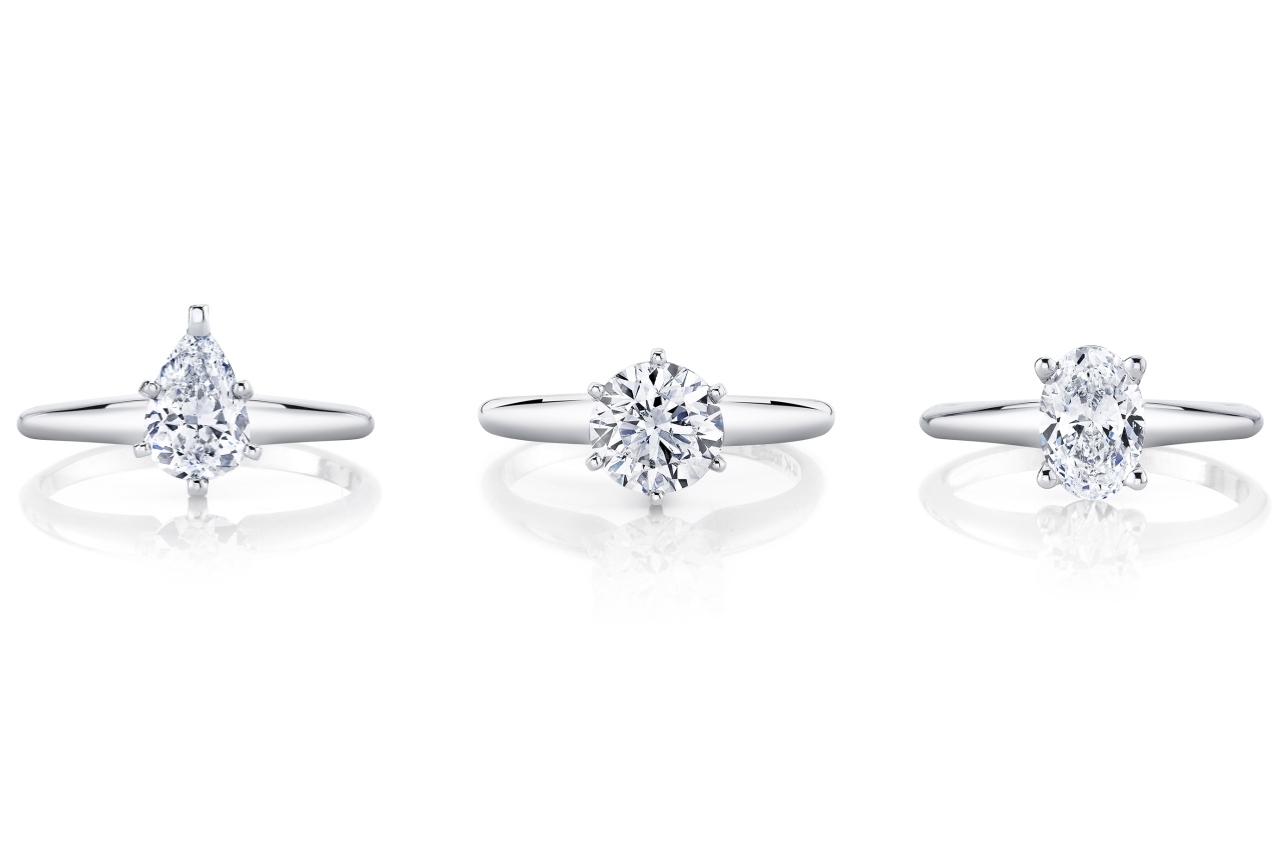 Lab-grown diamond solitaire rings by Rogers Jewelry Co.