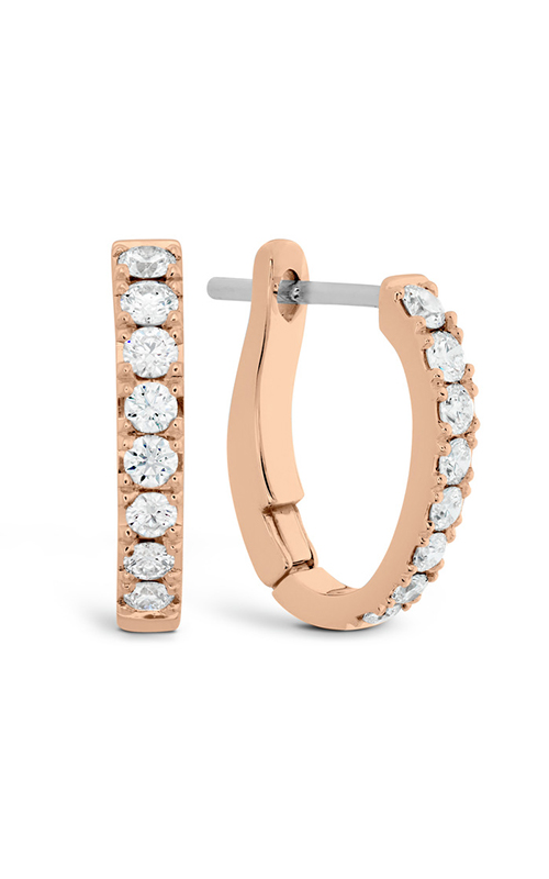 A yellow gold mini hoop earrings with round diamonds on a white background