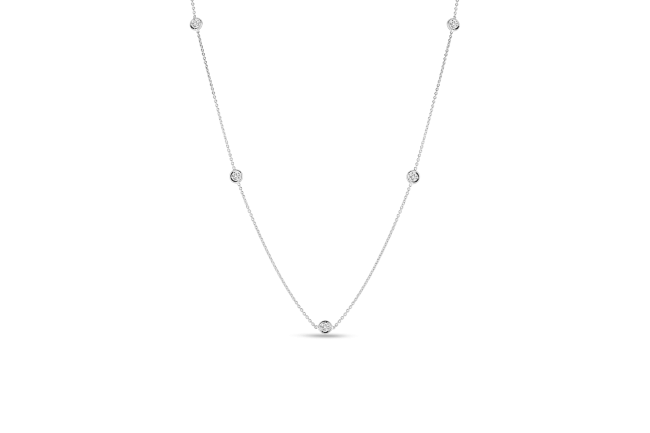 A Roberto Coin long diamond necklace.