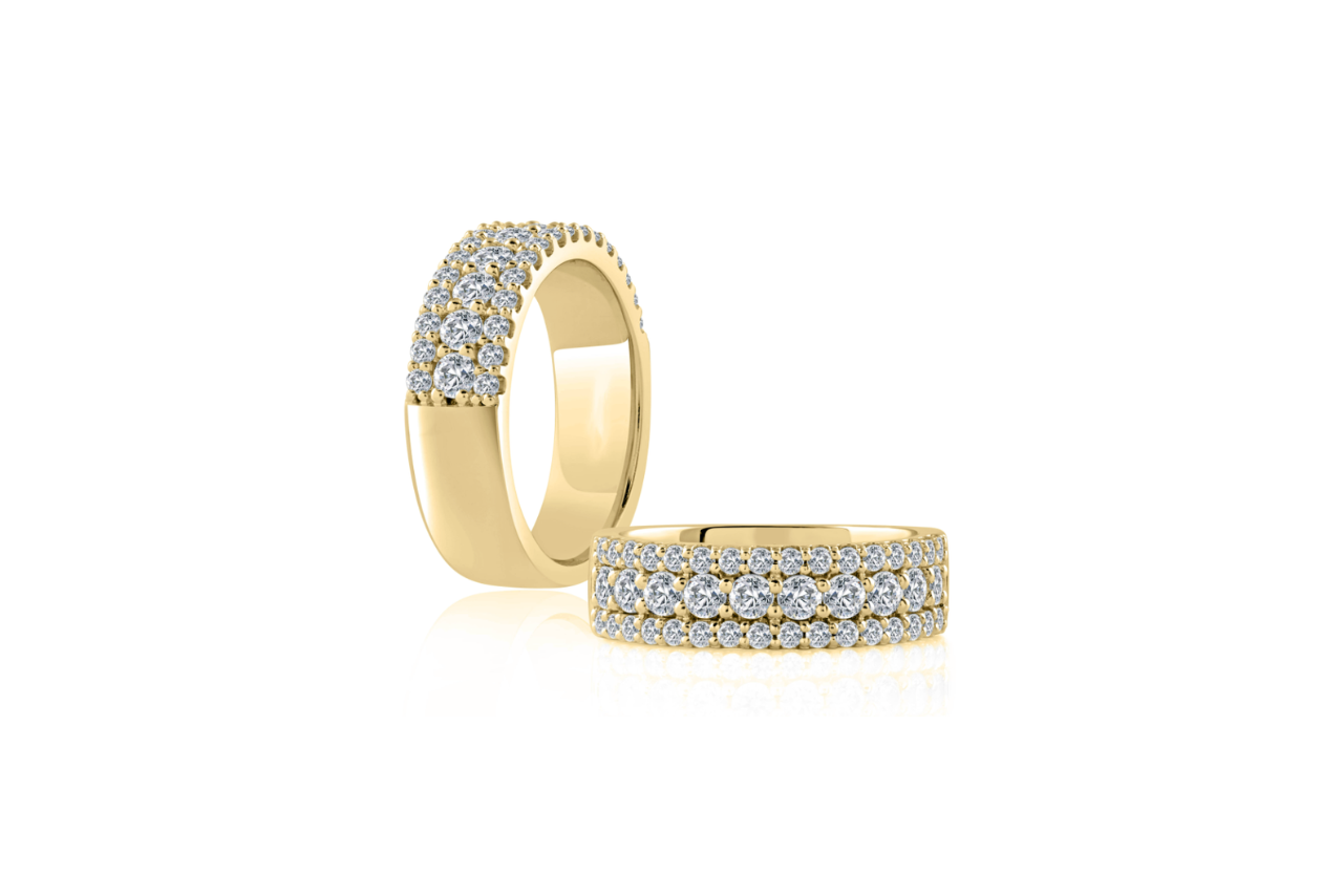 A Fire and Ice yellow gold diamond fashion ring.