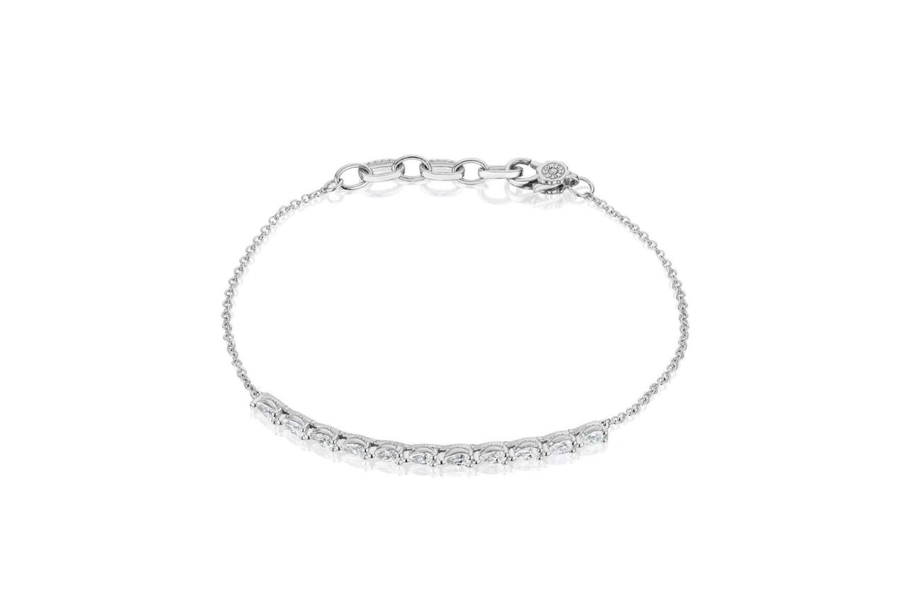 A TACORI pear diamond bracelet in 14K white gold.