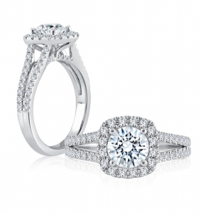 Fire & Ice Halo Engagement Ring