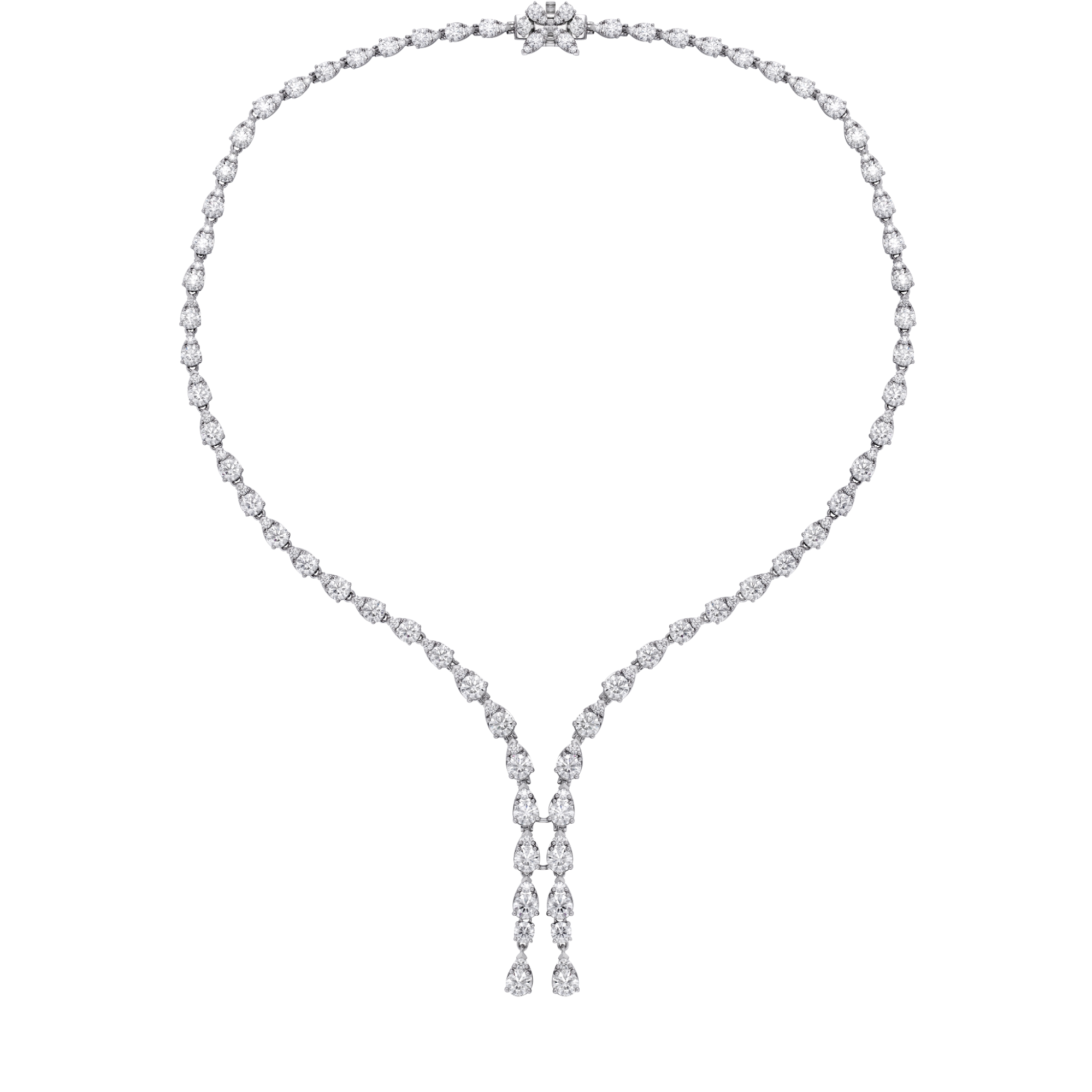 White gold diamond Hearts On Fire Aerial Teardrop Drop Necklace.