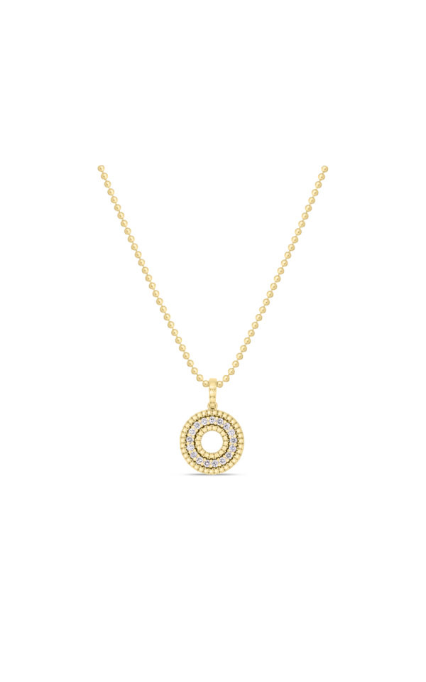 A yellow gold Roberto Coin round pendant.