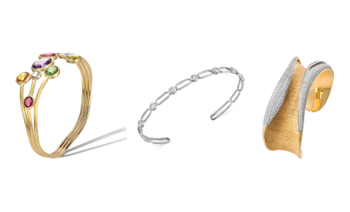 A diverse selection of bangle bracelets, each available at Rogers Jewelry Co. A diverse selection of bangle bracelets, each available at Rogers Jewelry Co.