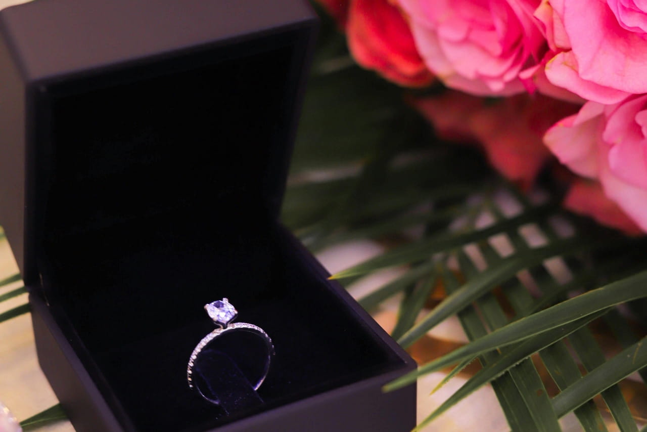 engagement ring on a gift box engagement ring on a gift box