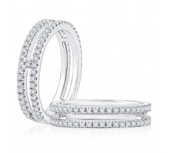 Two Kyle wedding bands from Fire & Ice displayed next to each other, available at Rogers Jewelry Co. Two Kyle wedding bands from Fire & Ice displayed next to each other, available at Rogers Jewelry Co.
