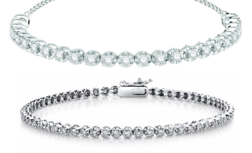 Two stunning tennis bracelets, both available at Rogers Jewelry Co.