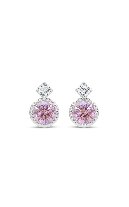 Lab Grown Pink Diamond 1.25tw Round Bezel Earrings 05-LG2115-922